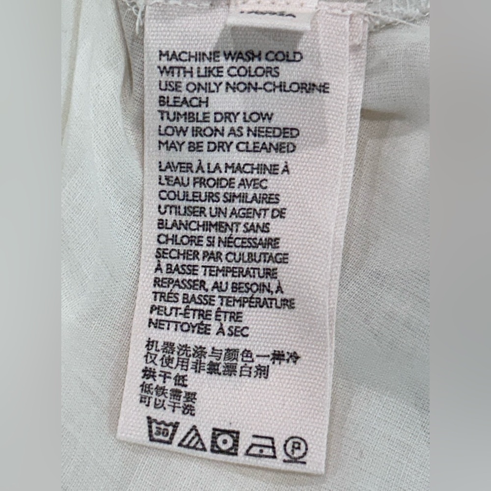 We The Free    Oversized Top Blouse
White Gauze Sheer Tie Neck Blue - Picture 11 of 11